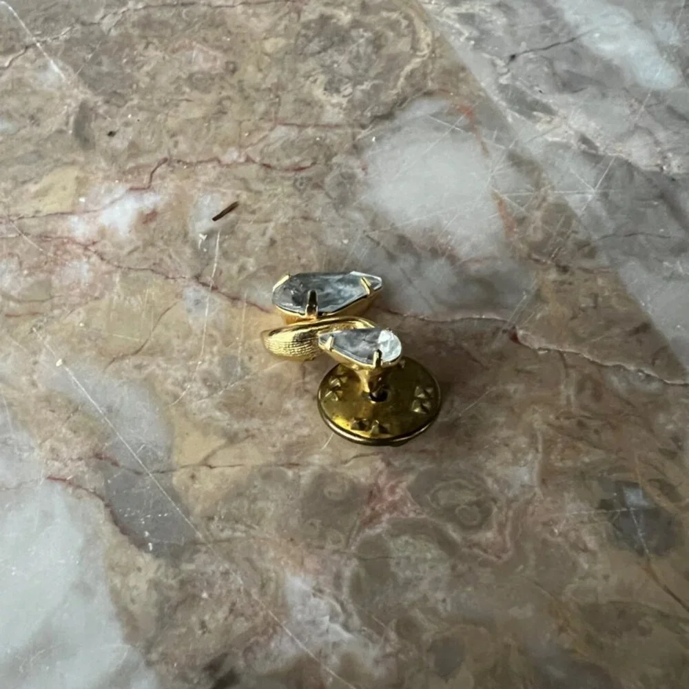 Vintage Rhinestone Swan Pin in Gold‎ Tone